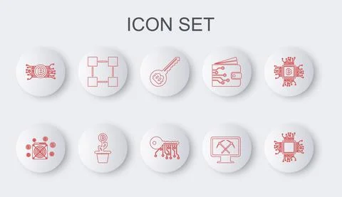 Set line Processor, ASIC Miner, Cryptocurrency key, Mining with monitor and Stockillustratie