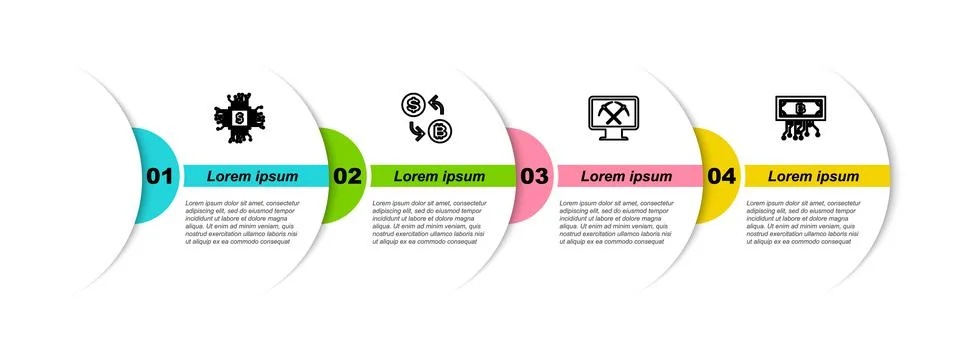 Set line Processor chip with dollar, Cryptocurrency exchange, Mining monitor and 스톡 일러스트