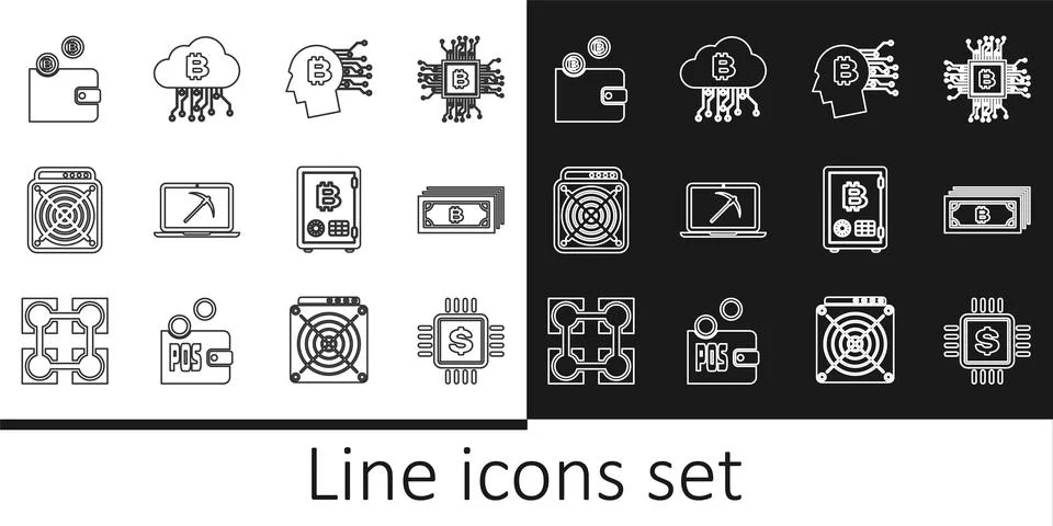 Set line Processor chip with dollar, Cryptocurrency bitcoin, Bitcoin think イラスト素材
