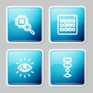 Set line Processor CPU, Binary code, Artificial intelligence AI and Algorithm Stock Illustration