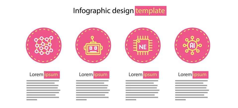 Set line Processor CPU, Neural network, Artificial intelligence robot and icon Illustrazione stock