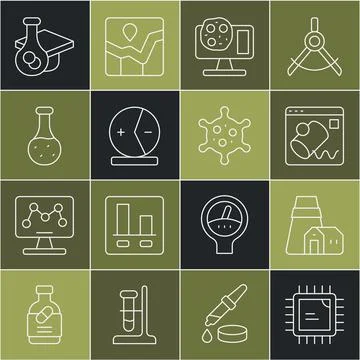 Set line Processor CPU, Power station plant, Data visualisation, Genetic イラスト素材