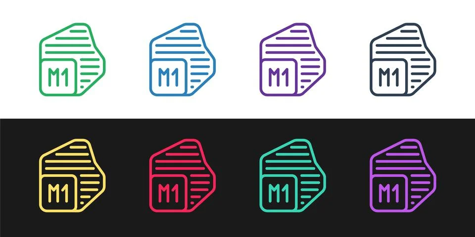 Set line Processor icon isolated on black and white background. CPU, central Illustrazione stock