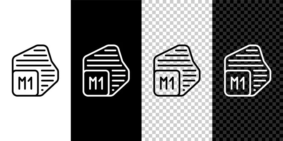 Set line Processor icon isolated on black and white, transparent background.. Stockillustratie
