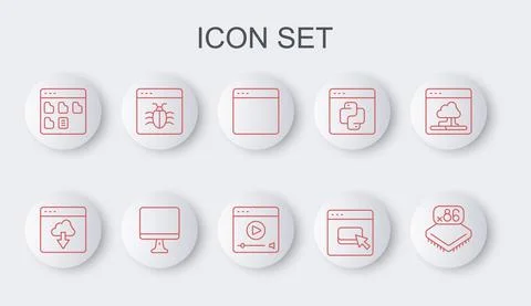 Set line Processor with microcircuits CPU, Cloud technology data transfer Stock Illustration
