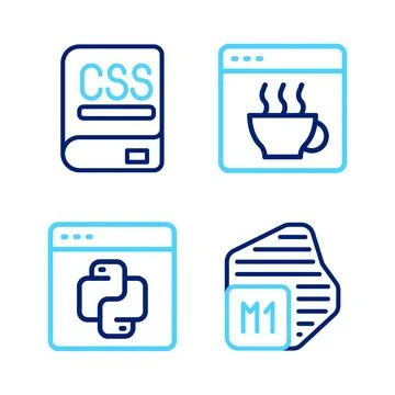 Set line Processor, Python programming language, Software and Books about i.. Stock Illustration