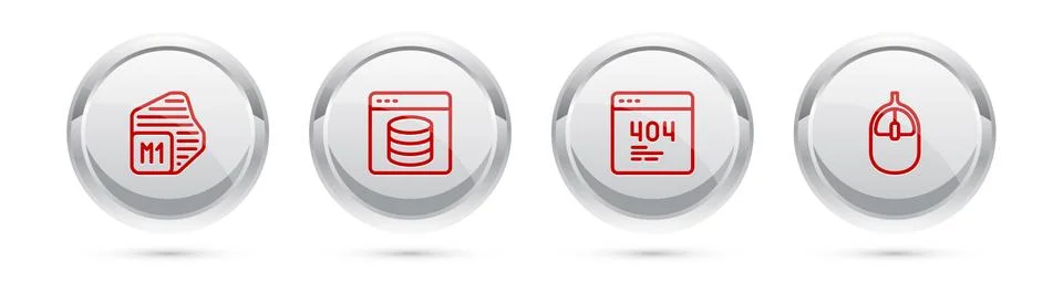 Set line Processor, Server, Data, Web Hosting, Page with 404 error and Computer Illustrazione stock