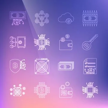Set line Processor, Smart contract, Cryptocurrency key, cloud mining, CPU farm イラスト素材