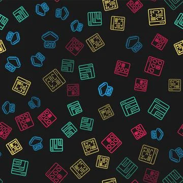 Set line Processor, Software, and Browser files on seamless pattern. Vector 스톡 일러스트