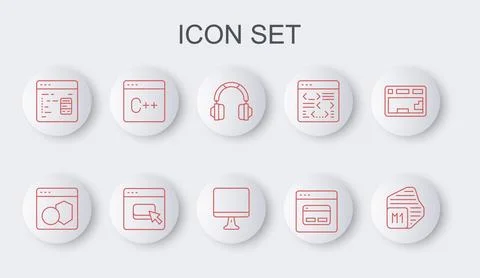 Set line Processor, Software, Headphones, Search engine, Browser files and Stockillustratie