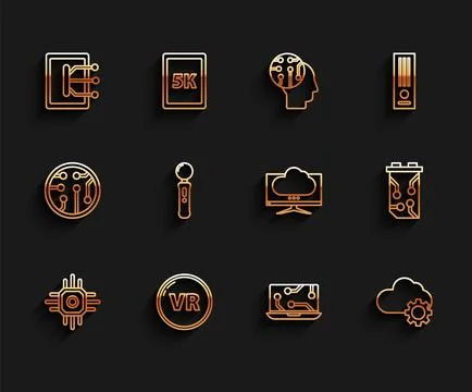 Set line Processor, Virtual reality, Tablet, Laptop, Cloud technology data .. 스톡 일러스트