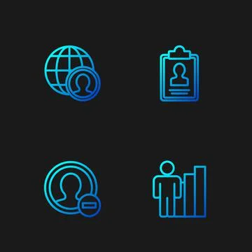 Set line Productive human, Create account screen, Globe and people and Clipboard 스톡 일러스트