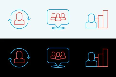Set line Productive human, Exchange work and Project team base icon. Vector Stock Illustration