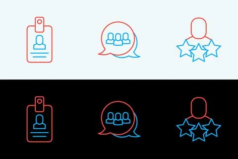 Set line Productive human, Identification badge and Project team base icon... Stock Illustration
