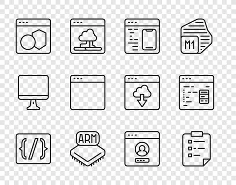 Set line Programming language syntax, Clipboard with checklist, Software 库存插图