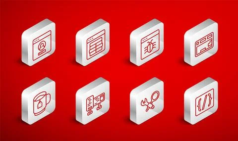 Set line Programming language syntax, MySQL code, System bug, Keyboard Illustrazione stock