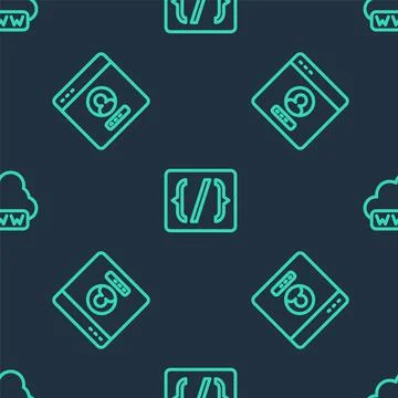 Set line Programming language syntax, Create account screen and Web development Illustrazione stock