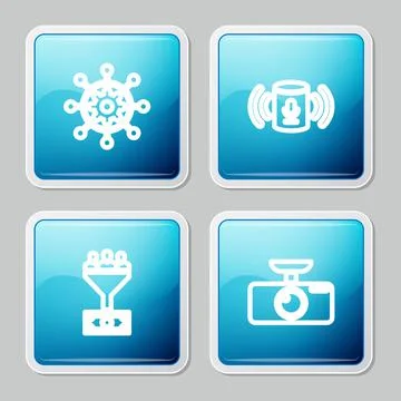 Set line Project management, Voice assistant, Lead and Car DVR icon. Vector Stock Illustration