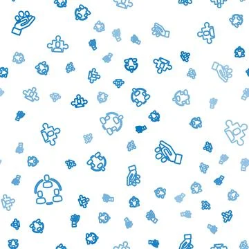 Set line Project team base, Hand for search people and on seamless pattern 스톡 일러스트