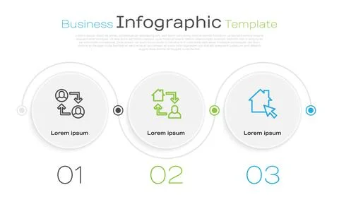 Set line Project team base, Online working and . Business infographic template Illustrazione stock