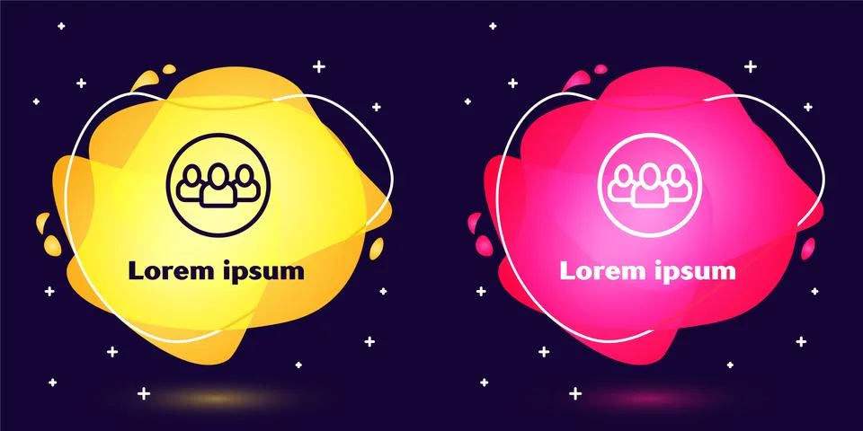 Set line Project team base icon isolated on blue background. Business analysis Illustrazione stock