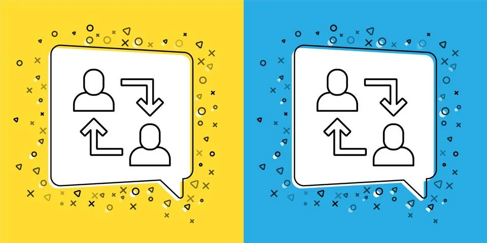 Set line Project team base icon isolated on yellow and blue background. Business Stock Illustration