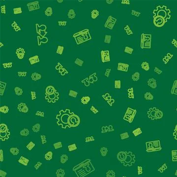 Set line Project team base, Head hunting and Laptop with resume on seamless 스톡 일러스트