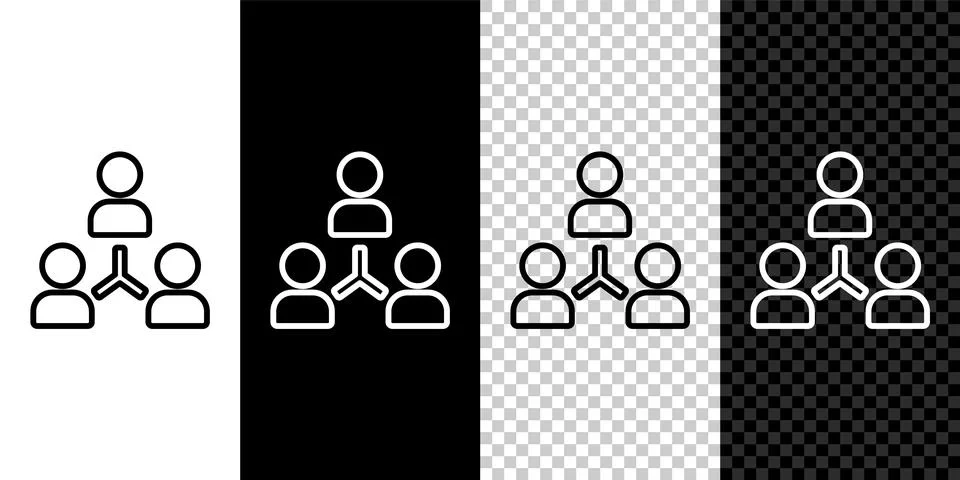 Set line Project team base icon isolated on black and white background. Business Illustrazione stock