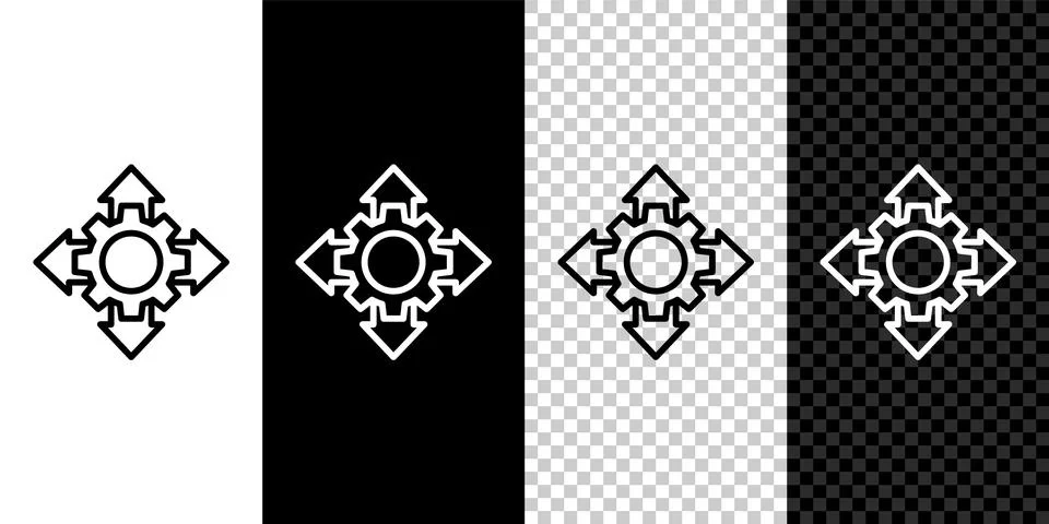 Set line Project team base icon isolated on black and white background. Business Stock Illustration