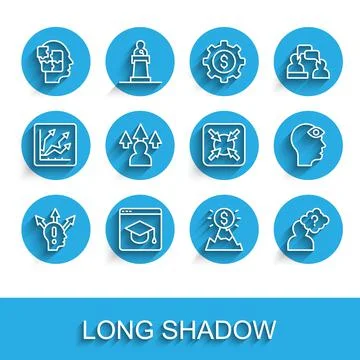 Set line Project team base, Online education, Head puzzles strategy, Mountains 스톡 일러스트