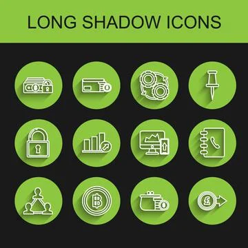 Set line Project team base, Presentation financial graph, schedule, chart Illustrazione stock