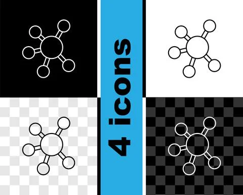 Set line Project team base icon isolated on black and white, transparent Stock Illustration