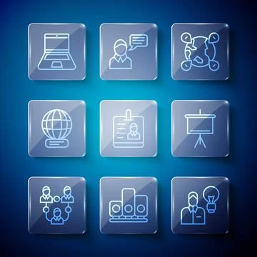 Set line Project team base, Ranking star, Human with lamp bulb, Location on the イラスト素材