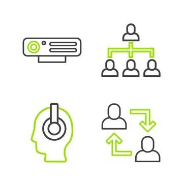 Set line Project team base, Freelancer, Hierarchy organogram chart and Web Stock Illustration