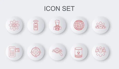 Set line Project team base, Pos terminal, Scientist and test tube, Voice assi イラスト素材