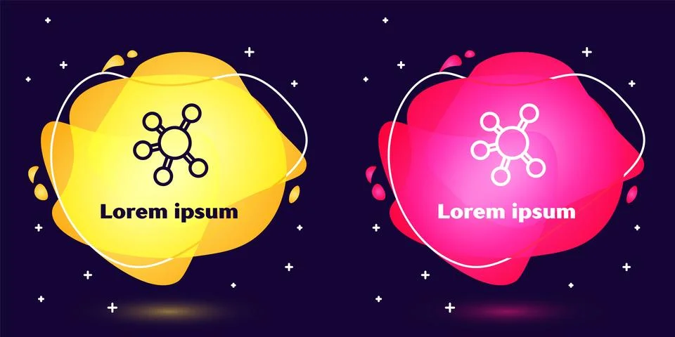 Set line Project team base icon isolated on blue background. Business analysis Illustrazione stock