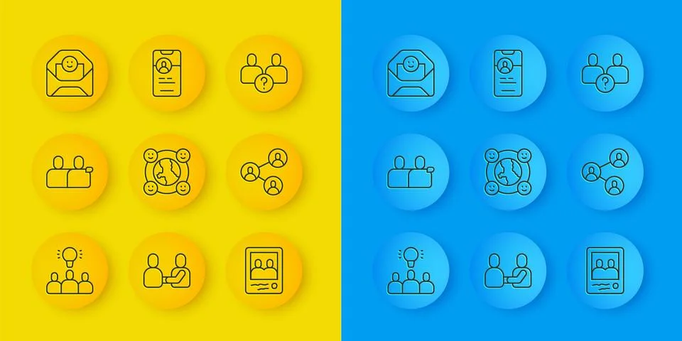 Set line Project team base, BFF or best friends forever, International community 스톡 일러스트