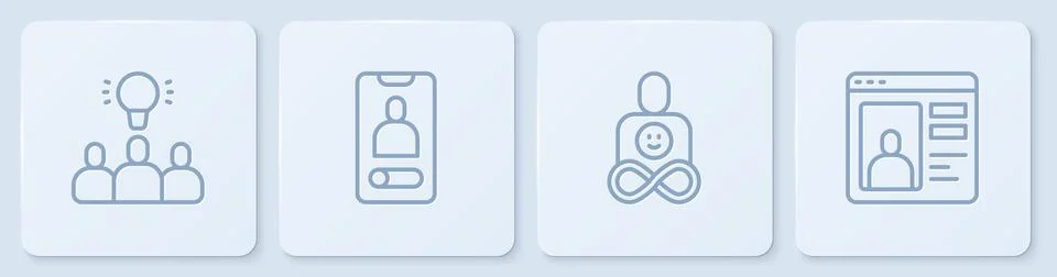 Set line Project team base, Friends forever, Incoming call on mobile and Dating Illustrazione stock