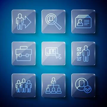 Set line Project team base, Employee hierarchy, Worker, Resume, Search job Stock Illustration