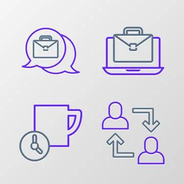 Set line Project team base, Time management, Online working and icon. Vector 스톡 일러스트