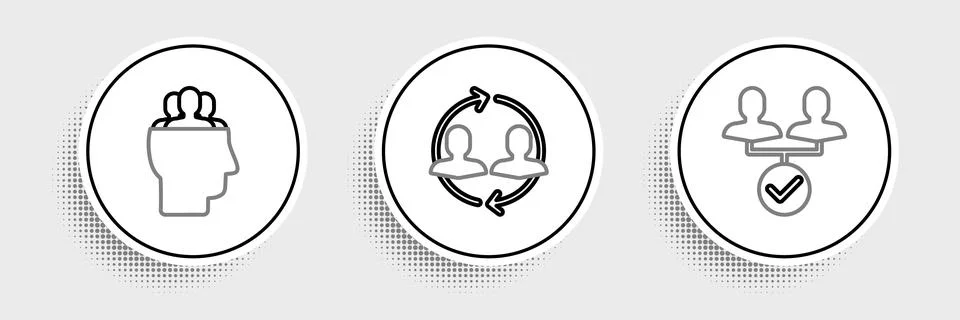 Set line Project team base,  and Human resources icon. Vector 스톡 일러스트