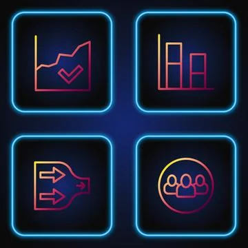 Set line Project team base, Arrow, Financial growth increase and Graph, cha.. Stock Illustration
