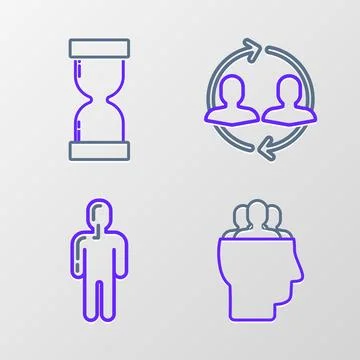 Set line Project team base, User of man in business suit, Human resources a.. Stock Illustration