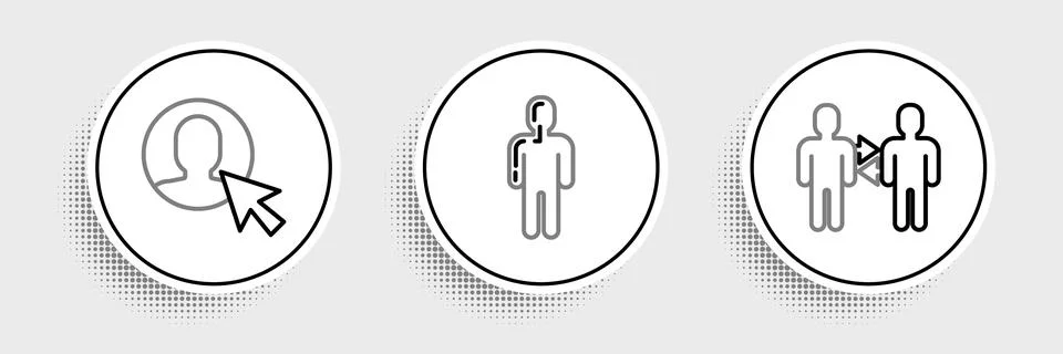 Set line Project team base, User of man in business suit and  icon. Vector Illustrazione stock