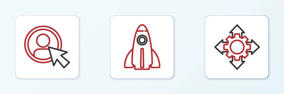 Set line Project team base, Create account screen and Startup project conce.. Illustrazione stock