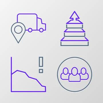Set line Project team base, Financial growth decrease, Pyramid chart infogr.. Stock Illustration