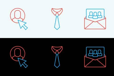Set line Project team base, Worker and Tie icon. Vector Stock Illustration