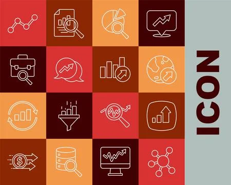 Set line Project team base, Financial growth, Search data analysis, Work se.. Illustrazione stock