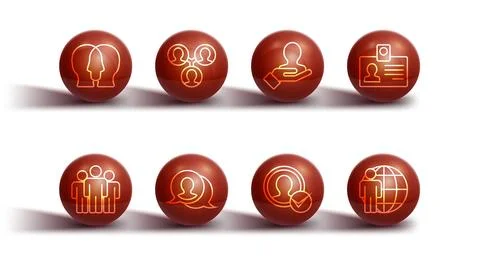 Set line Project team base, Users group, Identification badge, Create accou.. Stock Illustration