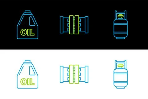 Set line Propane gas tank, Canister for motor machine oil and Industry meta.. Stock Illustration